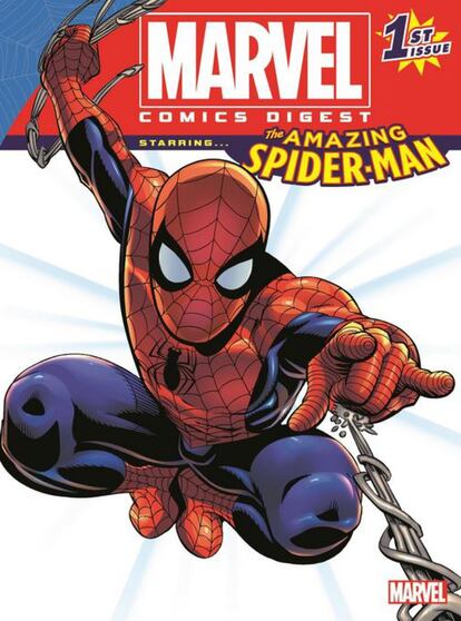 Spider-Man en una portada de Marvel.