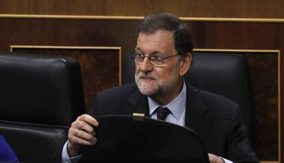 Mariano Rajoy en su esca&ntilde;o en el Congreso de los Diputados.