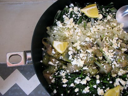 Verduras con feta y limón