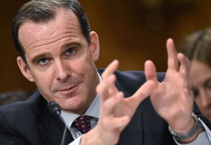 El responsable estadounidense en la coalición contra el ISIS, Brett McGurk, este martes en el Senado