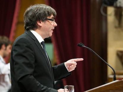 El president de la Generalitat, Carles Puigdemont, aquest dimarts al Parlament