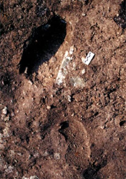 Huellas fósiles de pisadas humanas en la zona volcánica de Roccamonfina (Italia).