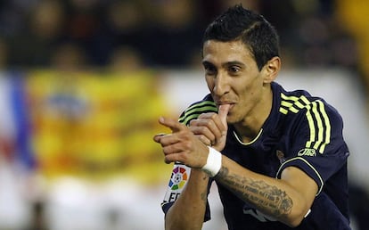 Di Maria celebra uno de sus goles.