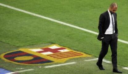 Pep Guardiola, en el Camp Nou.
