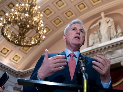 Kevin McCarthy, presidente de la Cámara de Representantes, este miércoles, en el Capitolio.