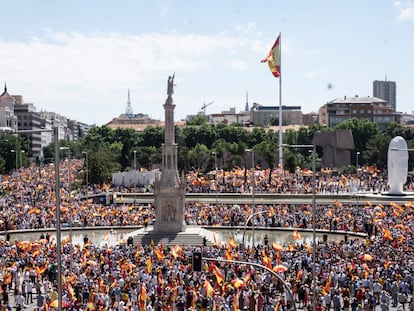 The protest in Madrid's Colón square on Sunday.