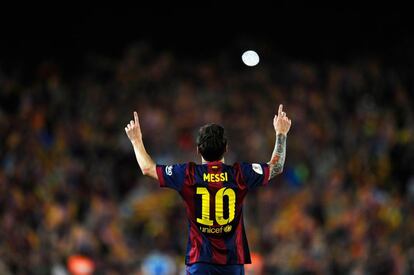 Messi celebra uno de sus goles