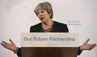 La primera ministra británica Theresa May, en su discurso de este viernes