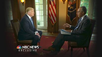 Donald Trump, durante su entrevista con el periodista de la NBC Lester Holt. 