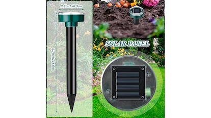 Ahuyentador de topos sobre fondo blanco.