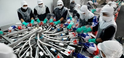 Trabajadores en la multinacional peruana San Fernando, que busca convertirse en líder en la región.