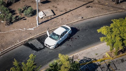 A car used in a confrontation between criminal groups on January 31 in Culiacán.