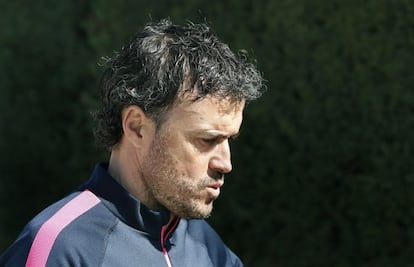 Luis Enrique, antes de la rueda de prensa