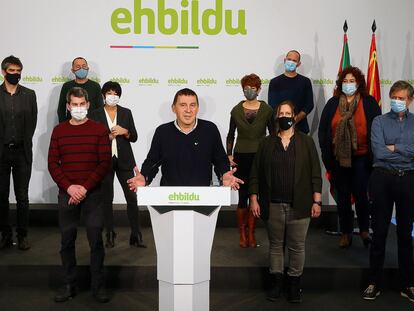 El actual líder de EH Bildu, Arnaldo Otegi, en una rueda de prensa celebrada esta semana.