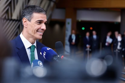 El presidente del Gobierno, Pedro Sánchez, a la entrada del Consejo Europeo.