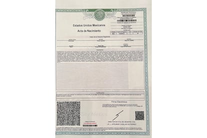 Acta de nacimiento de María Tsalla.