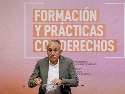 El secretario general de UGT, Pepe Álvarez, durante un acto este jueves en Madrid.
