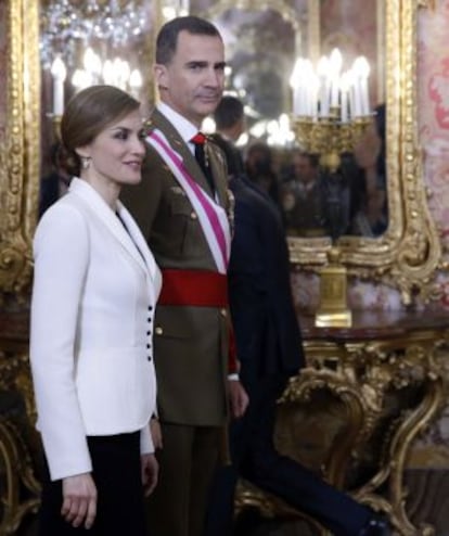 The Spanish royals, Felipe VI and Letizia, at the 2016 Pascua Militar.