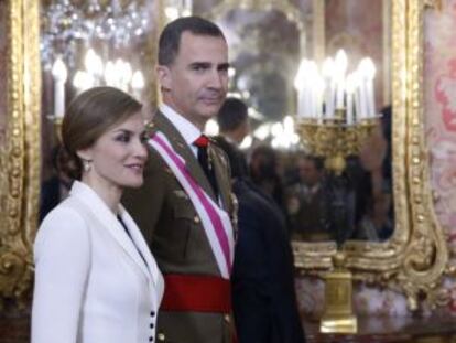 The Spanish royals, Felipe VI and Letizia, at the 2016 Pascua Militar.