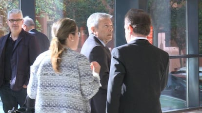 El expresidente de la CAM, Modesto Crespo, a su llegada a la Audiencia Provincial de Alicante.