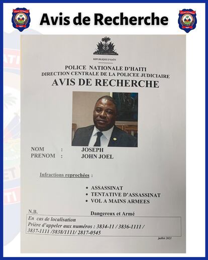 Este es el aviso de búsqueda que había lanzado la Policía de Haití en 2021.