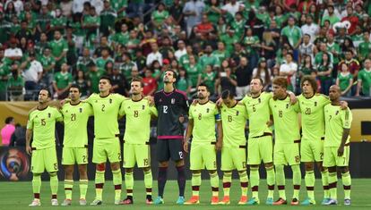 La selecci&oacute;n venezolana antes del partido contra M&eacute;xico.