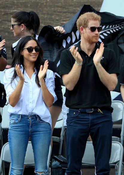 Meghan Markle e Harry, em 25 de setembro nos Jogos Invictus em Toronto (Canadá).