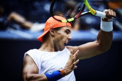 Rafa Nadal, durante un entrenamiento en Nueva York.