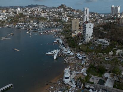 Vista de la Marina en el puerto de Acapulco una de las mas afectadas por el paso del huracán Otis, en el estado de Guerrero (México), en octubre de 2023.