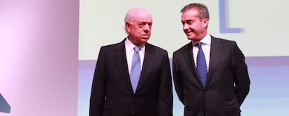 El presidente de BBVA, Francisco Gonz&aacute;lez; y el consejero delegado, &Aacute;ngel Cano, hoy en Madrid. 