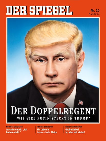 La revista alemana dedicó la portada del 4 de marzo de 2017 al presidente ruso Vladimir Putin caracterizándolo con rasgos propios de Donald Trump, como su peinado rubio y su corbata.