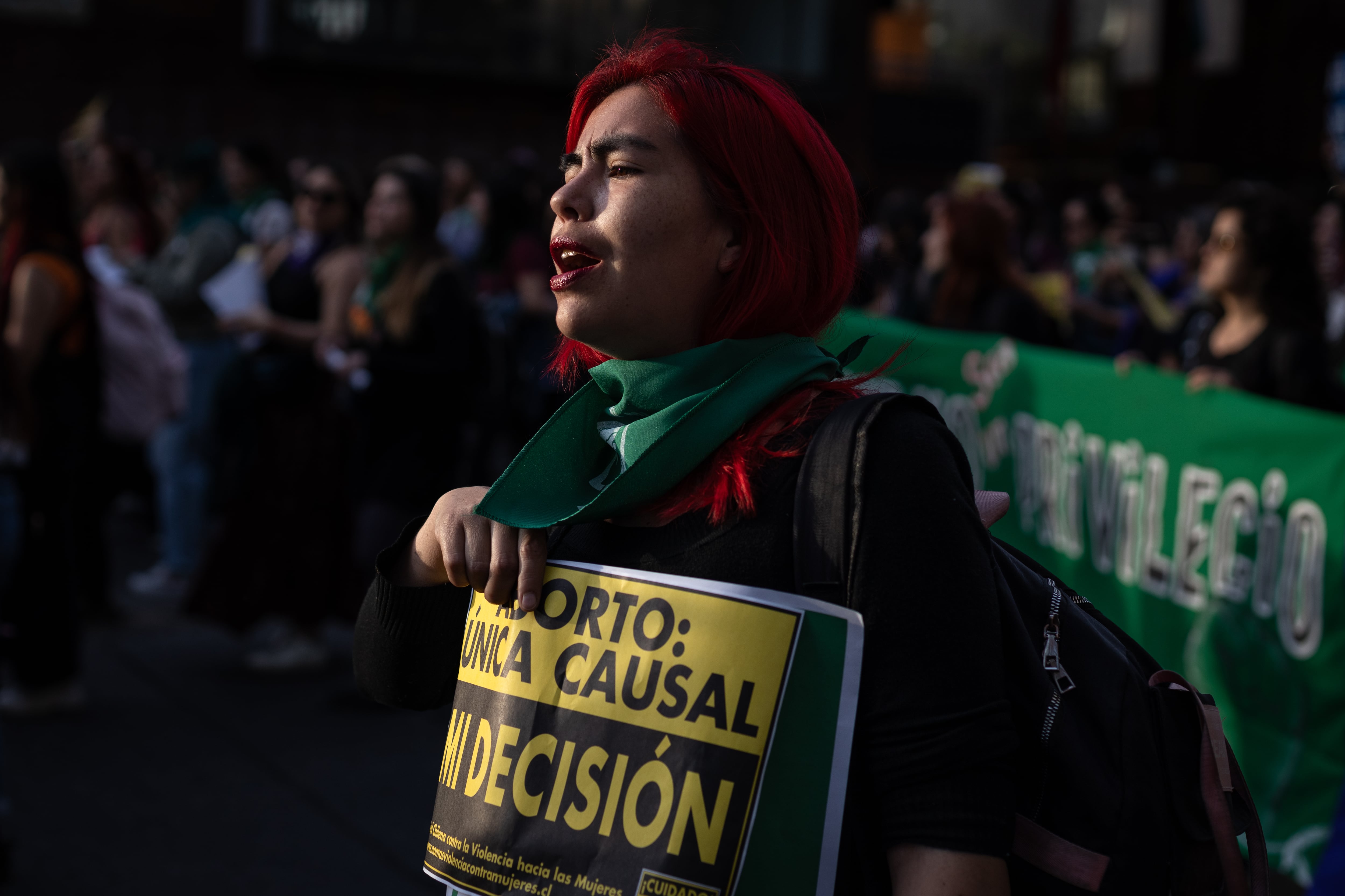 Protesta en el Día de acción global por un aborto legal y seguro, en Santiago, Chile, 27 de septiembre de 2024. 