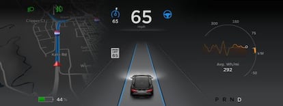 Sistema de guiado automático Autopilot en un vehículo Model S de Tesla.