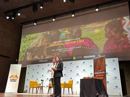 Un momento de la ceremonia de los II Premios África Mundi, celebrados el 17 de enero en CaixaForum de Madrid.