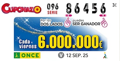 Cuponazo ganador en el sorteo del viernes 12 de septiembre de 2025.