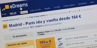 Web de reserva de vuelos de eDreams