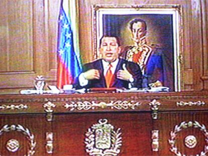 Imagen tomada de la televisión de Hugo Chávez, durante su último mensaje como presidente de la nación.