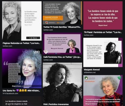 Algunos de los montajes disponibles con la cita de Margaret Atwood.
