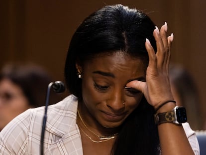 Simone Biles, durante su declaración este miércoles