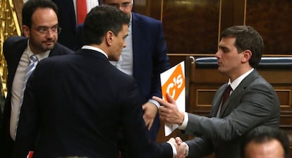 Pedro S&aacute;nchez y Albert Rivera en una imagen de archivo.