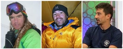 The three missing mountaineers (from l to r): Xevi Gomez, Abel Alonso and &Aacute;lvaro Paredes.