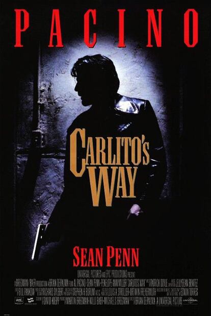 Carlito´s way o Atrapado por su pasado (1983) es una adaptación de la novela homónima de un magistrado del Tribunal Superior de Nueva York, Edwin Torres. Aquí, un exmafioso arrepentido, Carlito Brigante, sale de la cárcel y trata de mantenerse dentro de la ley. Brian de Palma y Al Pacino repiten el tándem que formaron en Scarface.