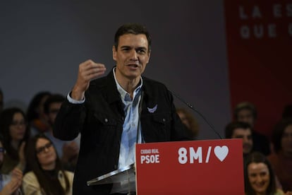 Pedro Sánchez, durante el mitin en Ciudad Real.