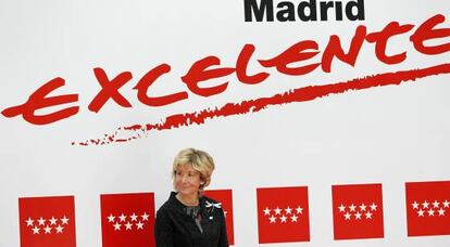 Esperanza Aguirre, en un acto en la sede del Gobierno regional.