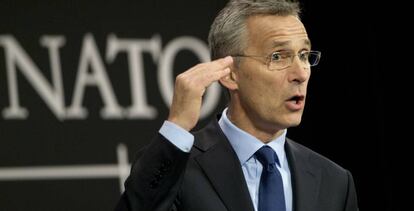 Jens Stoltenberg, durante su comparecencia en la sede de la OTAN.