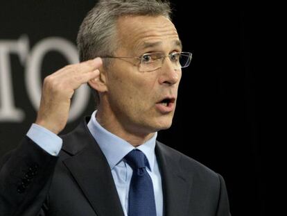 Jens Stoltenberg, durante su comparecencia en la sede de la OTAN.