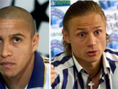 De izquierda a derecha, Roberto Carlos, Valery Karpin y Fran.
