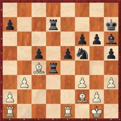 En la seguinda partida relámpago, el golpe de Nakamura 30 ...Ad2 hundió a Carlsen en una larga reflexión, que terminó llevándole a la derrota