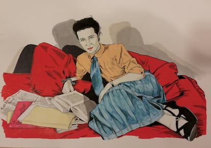 Retrato de Simone de Beauvoir perteneciente a la exposición 'All girls to the front'.