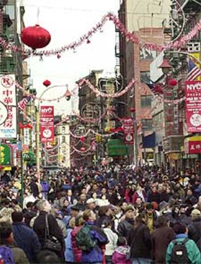 Adornos en la calle Mott del Barrio Chino de Nueva York.